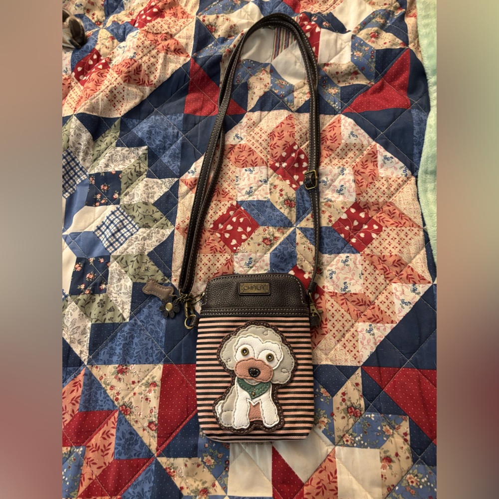 Chala Brown and White Dog Crossbody Bag